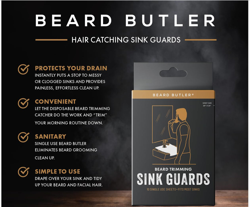 Beard Butler disposable catcher sink-clean contrast during trimming.