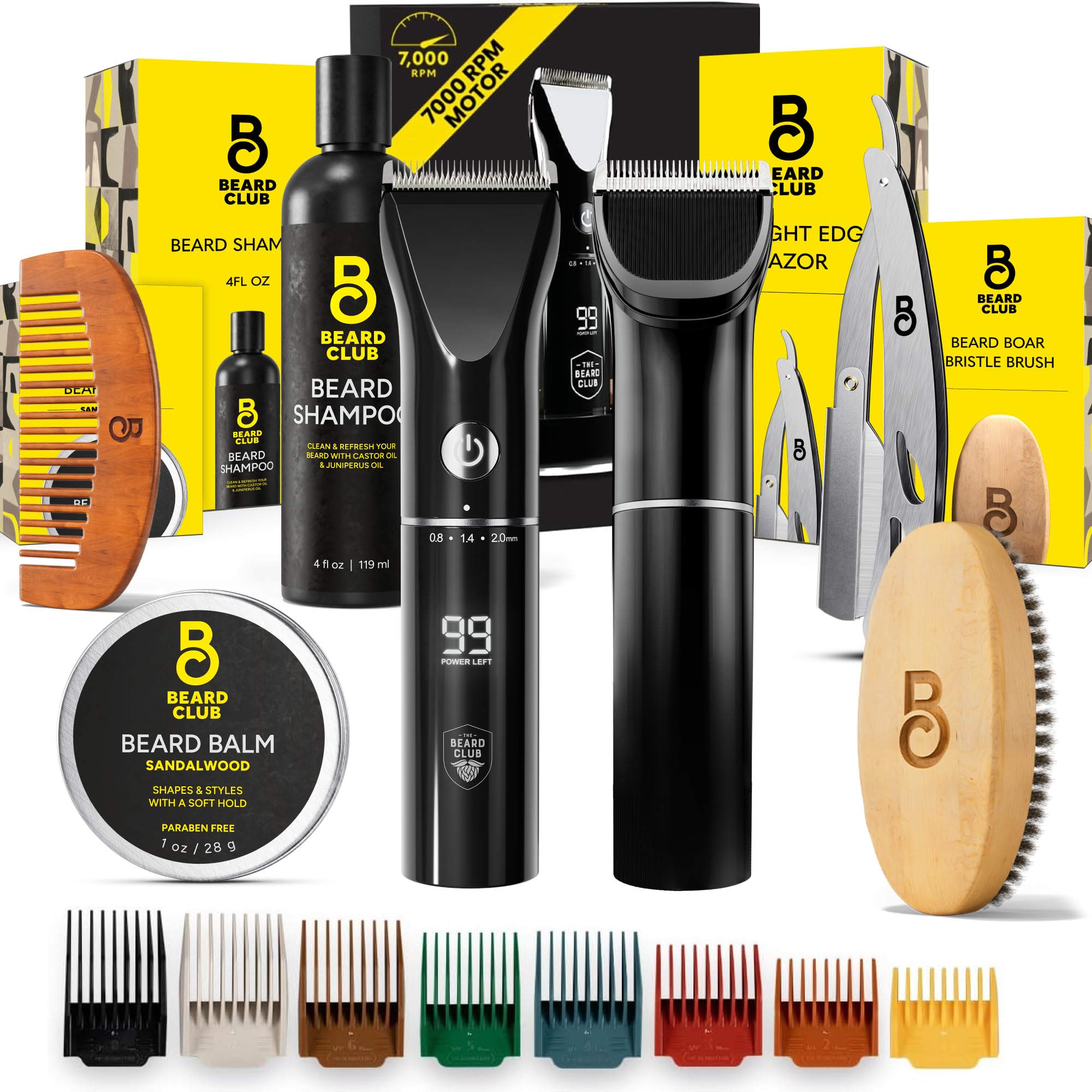 The Beard Club beard trimmer front view shows precise edging