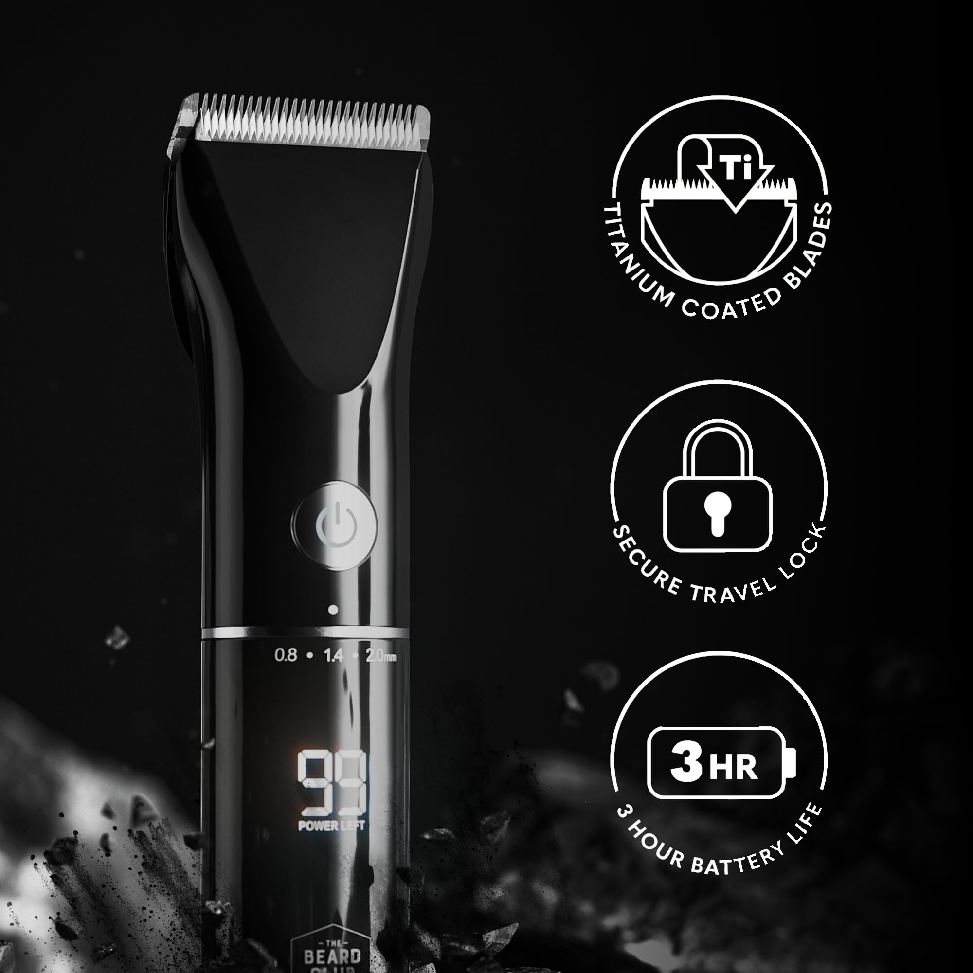The Beard Club LED charging dock keeps power ready for cordless use