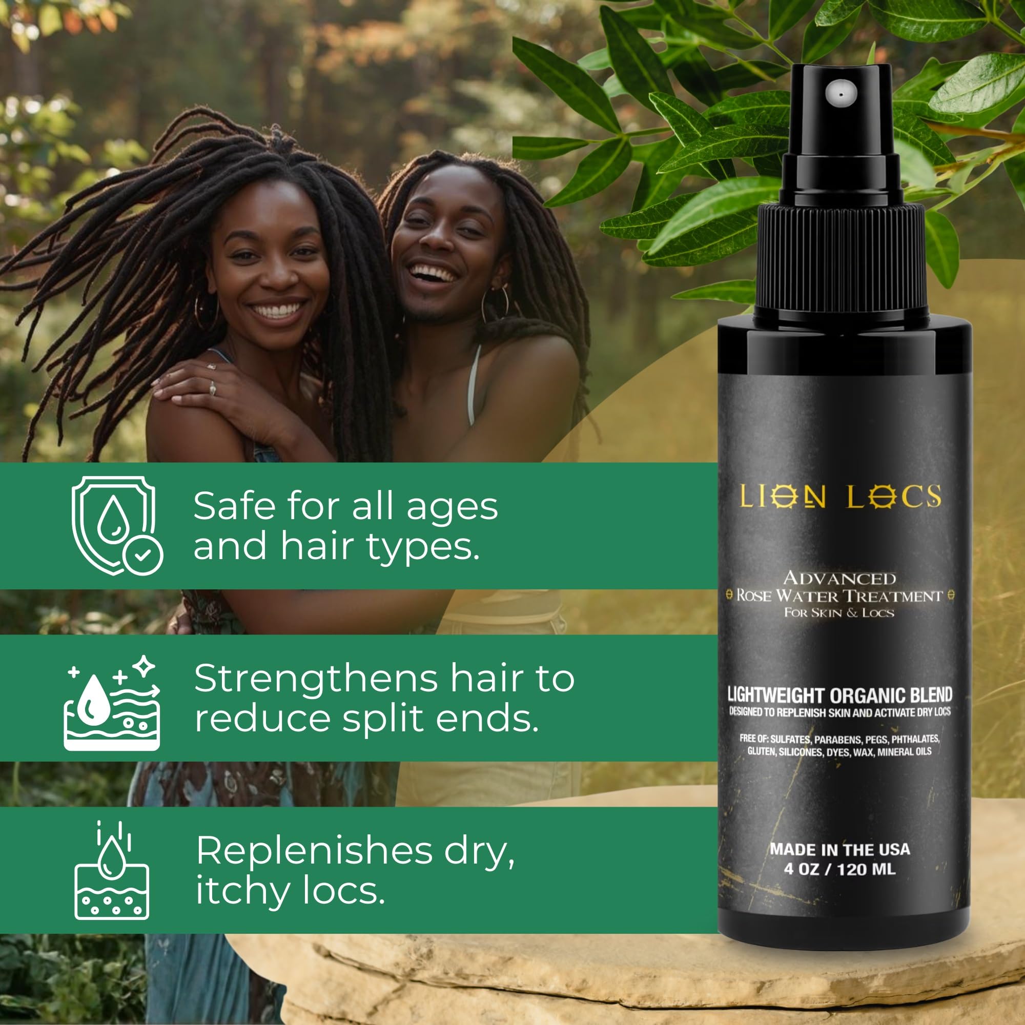Beard Gains application technique for even mist on locs.