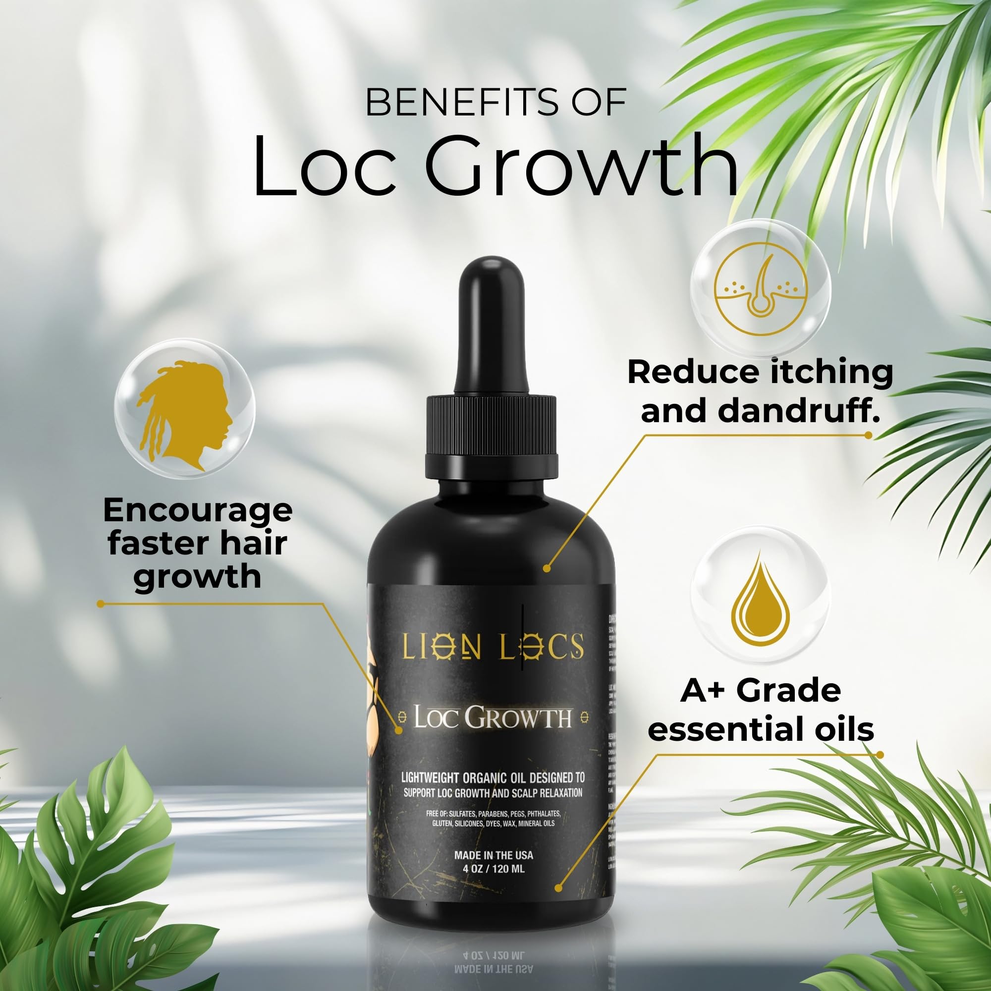Beard Gains Lion Locs frasco mejora salud cuero cabelludo