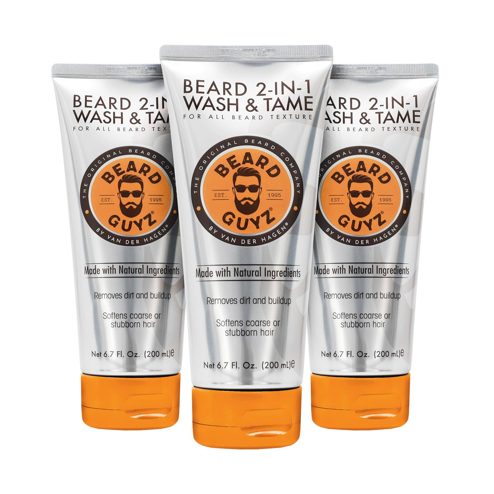 Beard Guyz 2-in-1 Beard Wash bottle cleanses and refreshes the beard daily.