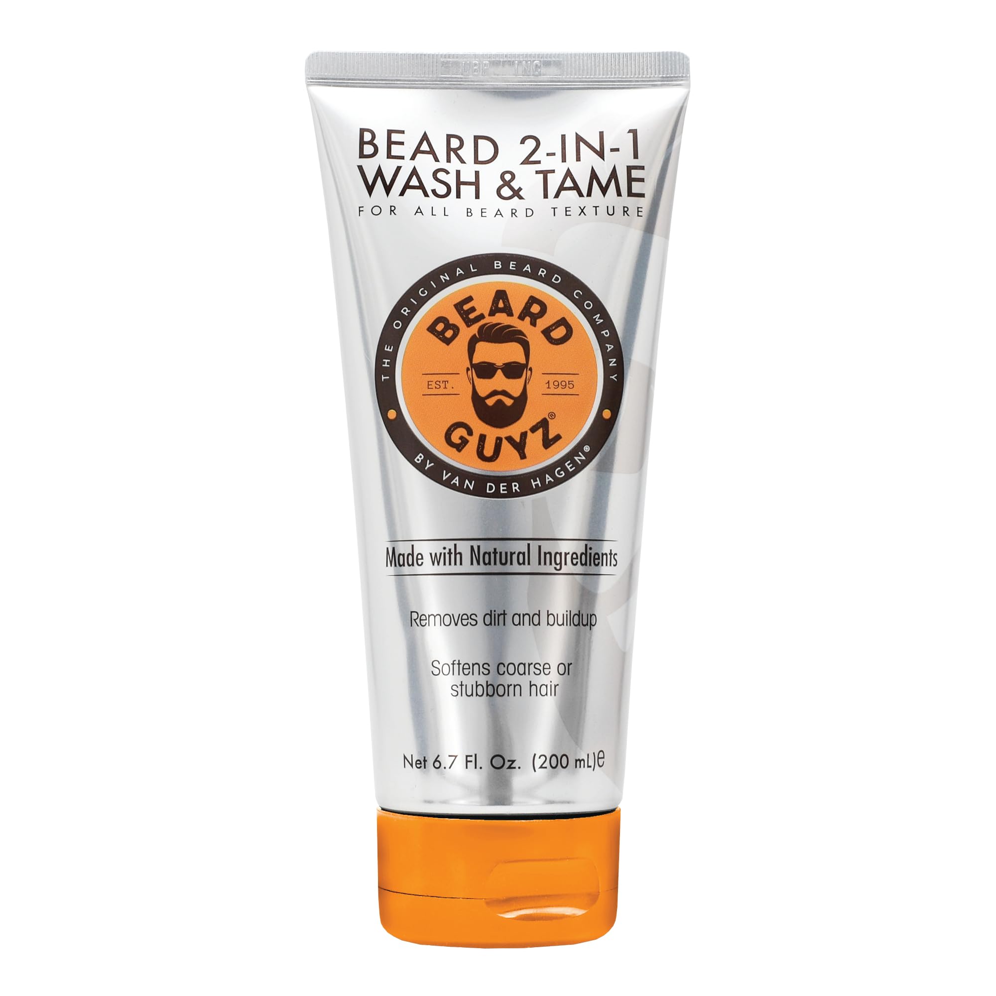 Bearded man using Beard Guyz 2-in-1 wash for deep cleanse of beard and skin
