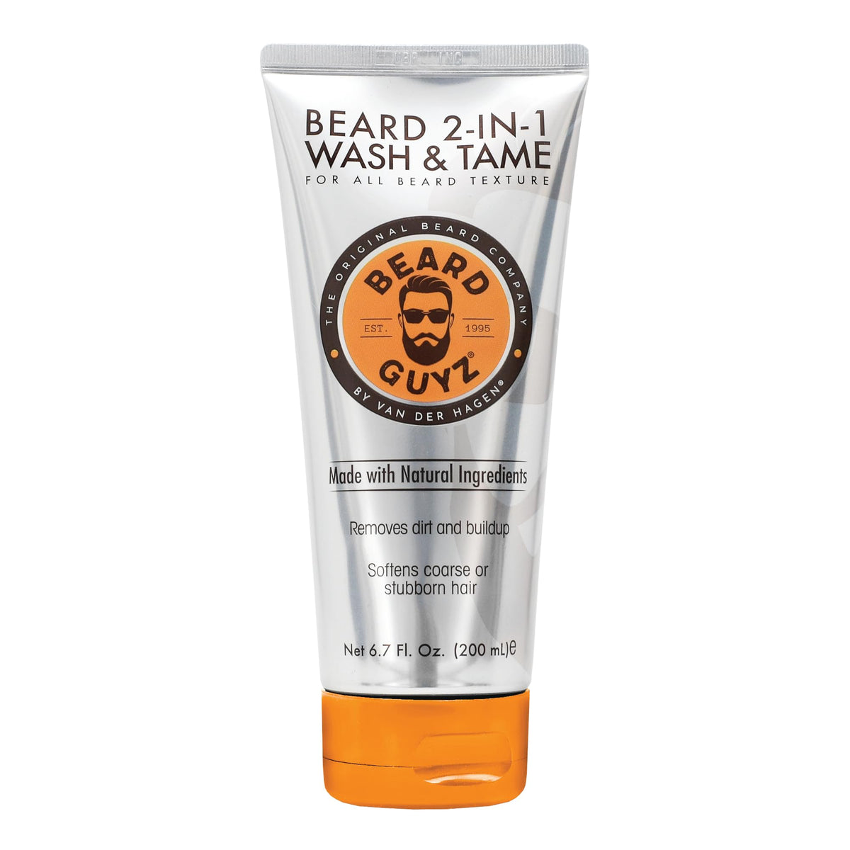 Bearded man using Beard Guyz 2-in-1 wash for deep cleanse of beard and skin