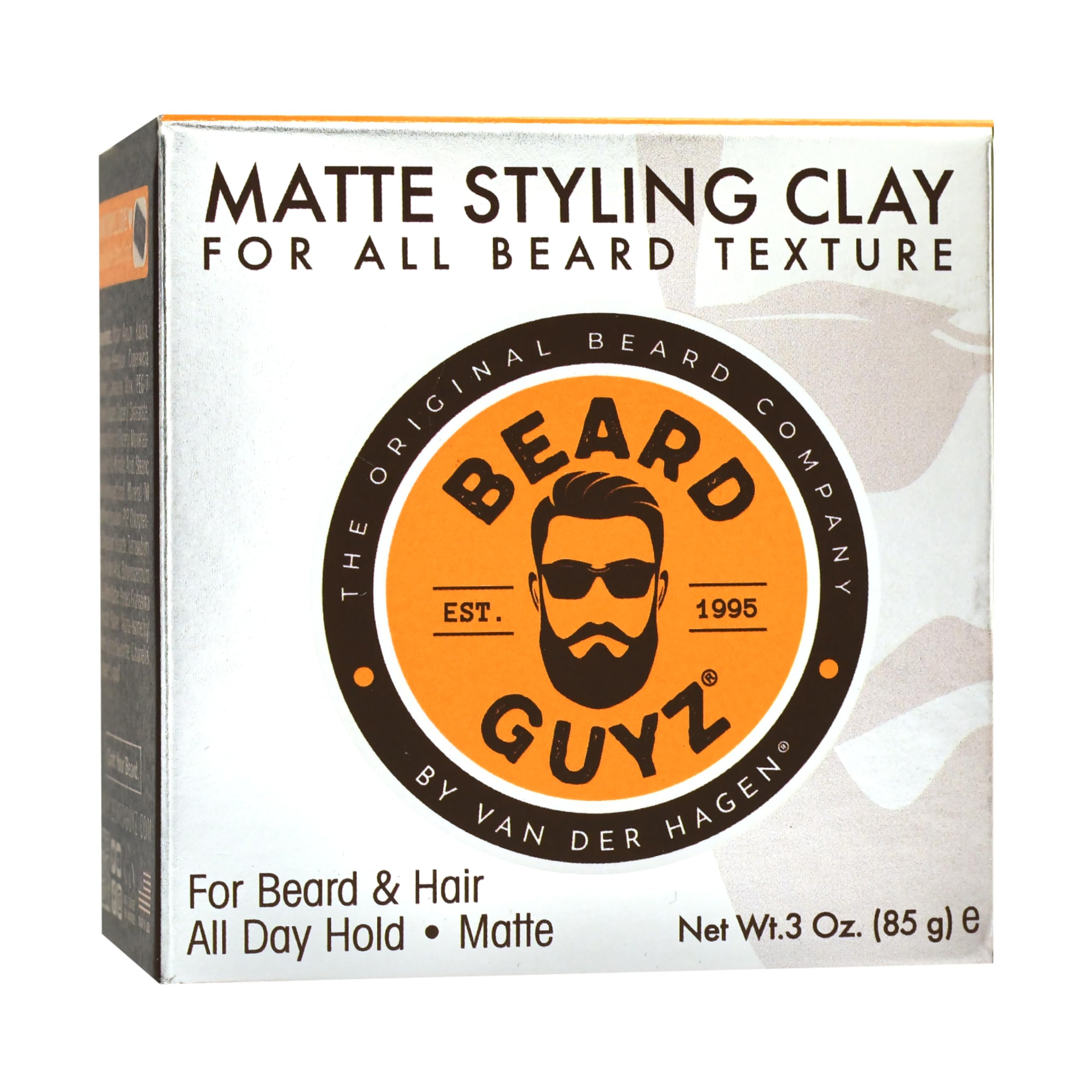 Beard Guyz arcilla estilo mate, textura cremosa lista para aplicar.