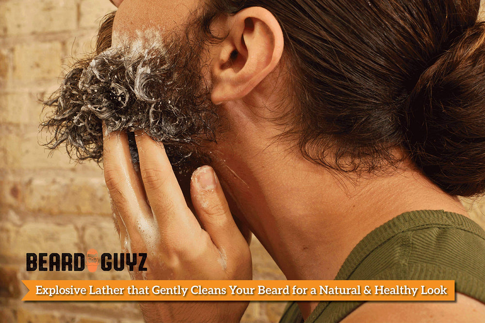 Beard Guyz Beard Wash argan-oil close-up demonstrates nourishing softness.
