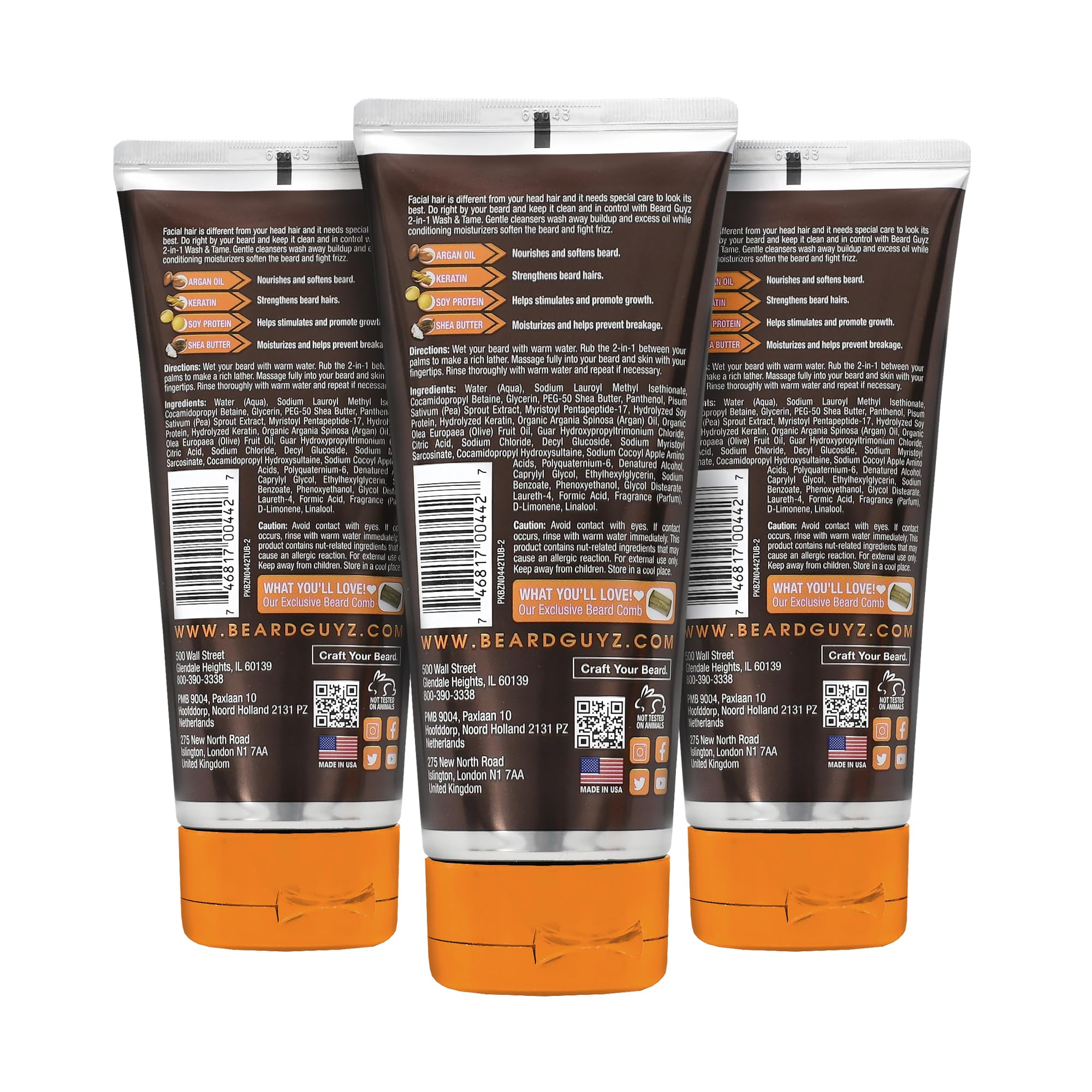 Beard Guyz deep-cleansing shampoo foam removes dirt while soothing skin.