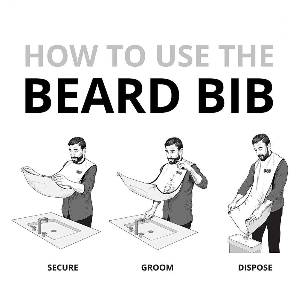 BEARD KING Beard Bib Apron suction cups securing the apron during shaving