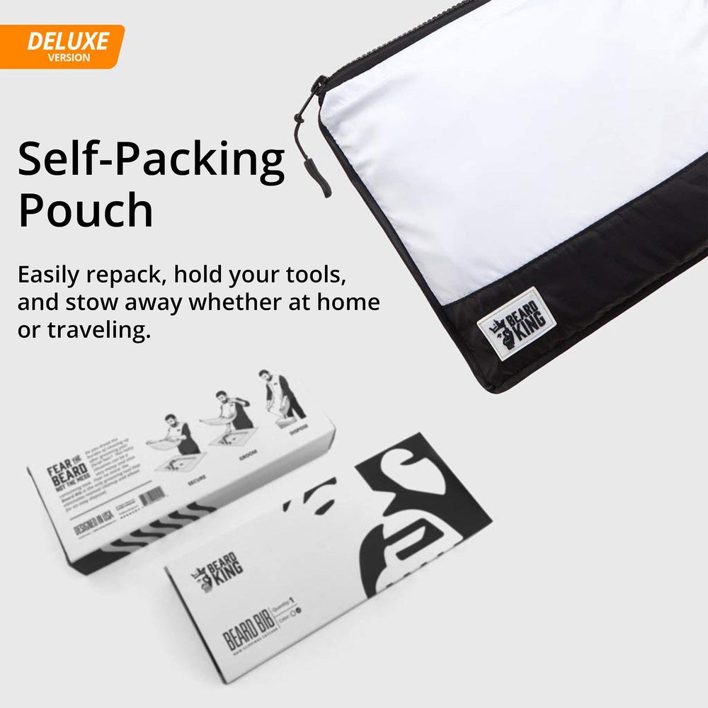 Beard King travel pouch stores accessories for trips.