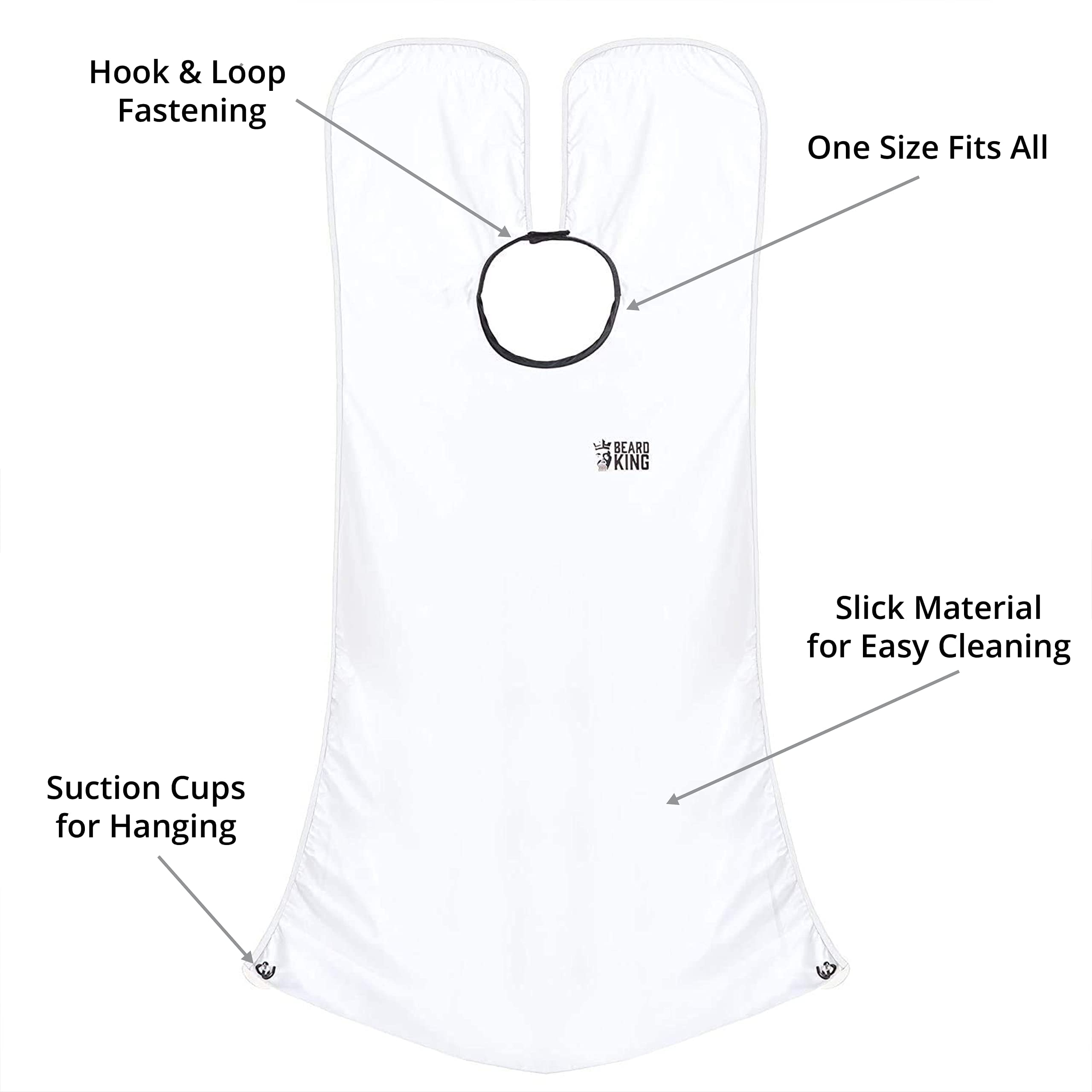 BEARD KING Durable white beard bib catching hairs for a cleaner bathroom