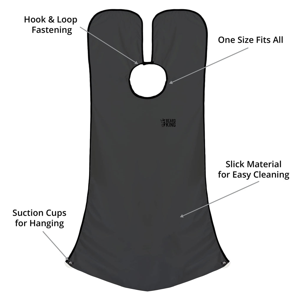 BEARD KING during shaving, mess control with the apron.