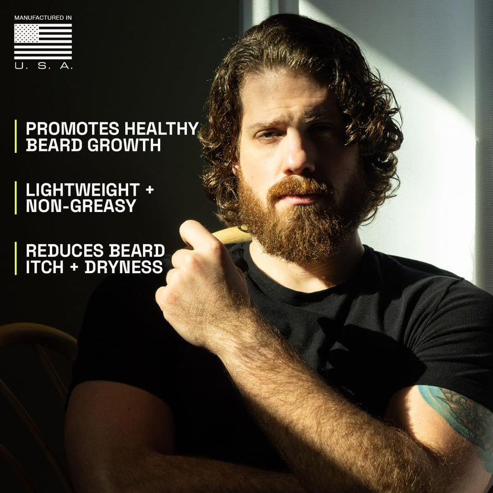 Beardbrand label lists jojoba and Vitamin E.
