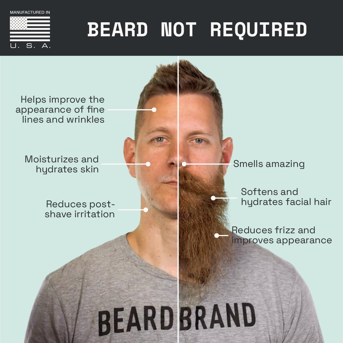 Beardbrand scent profile with teakwood and citrus.