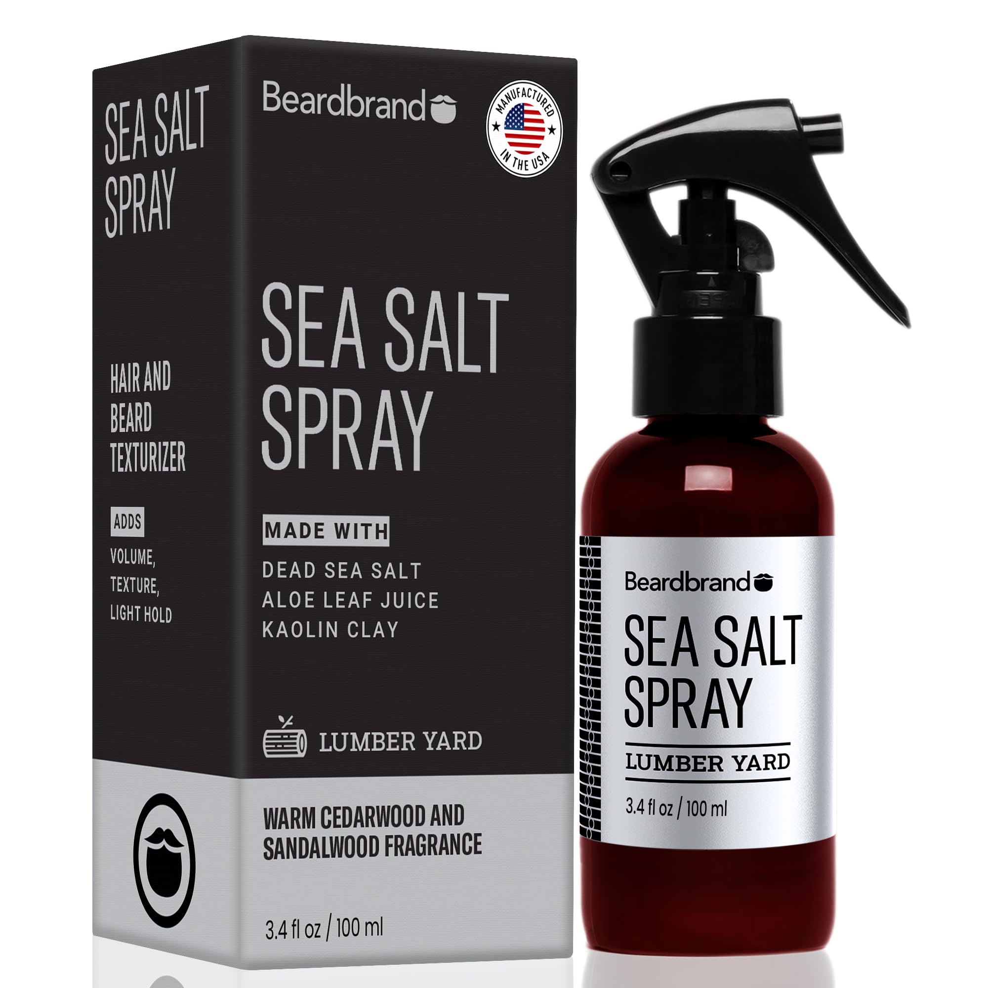 Beardbrand Spray de Sal Marina, textura natural para cabello con volumen ligero.