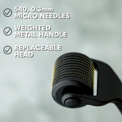 Beard Club derma roller used on the face for skin refreshment and texture improvement.