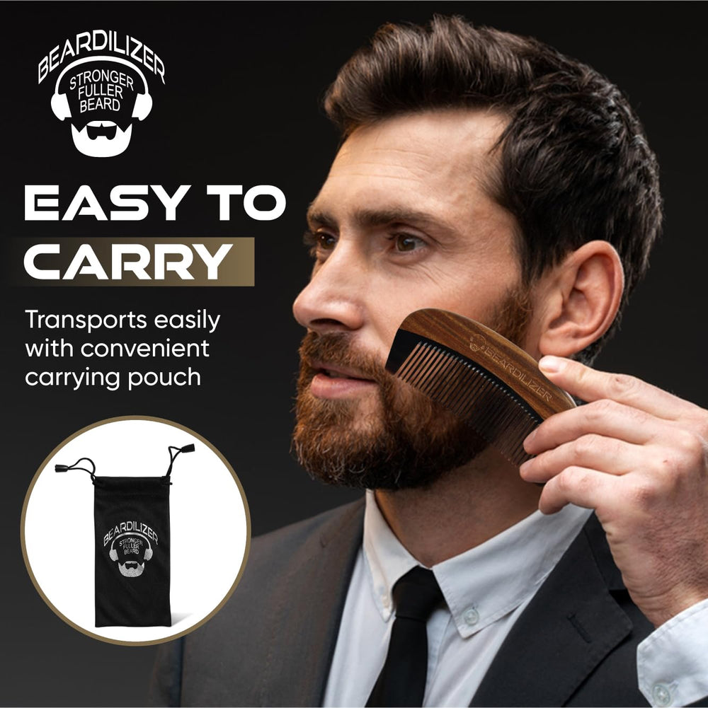 Beardilizer Premium Beard Comb showing anti-static glide in action