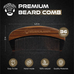 Beardilizer Premium Beard Comb displaying fine and coarse teeth versatility