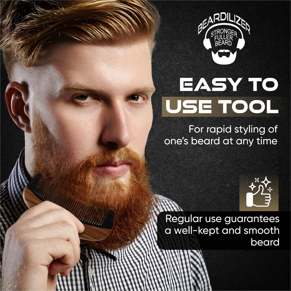 Beardilizer Premium Beard Comb with carrying pouch for on-the-go grooming