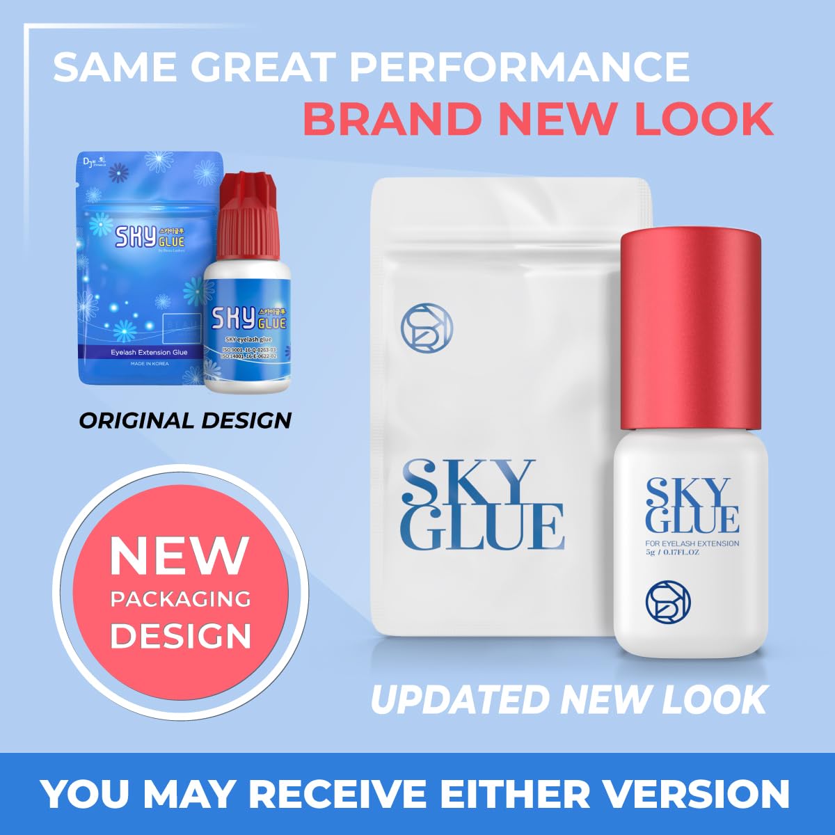 BEAU LASHES Sky Glue S+ bottle cap close-up, bold black formula blends with natural lashes.