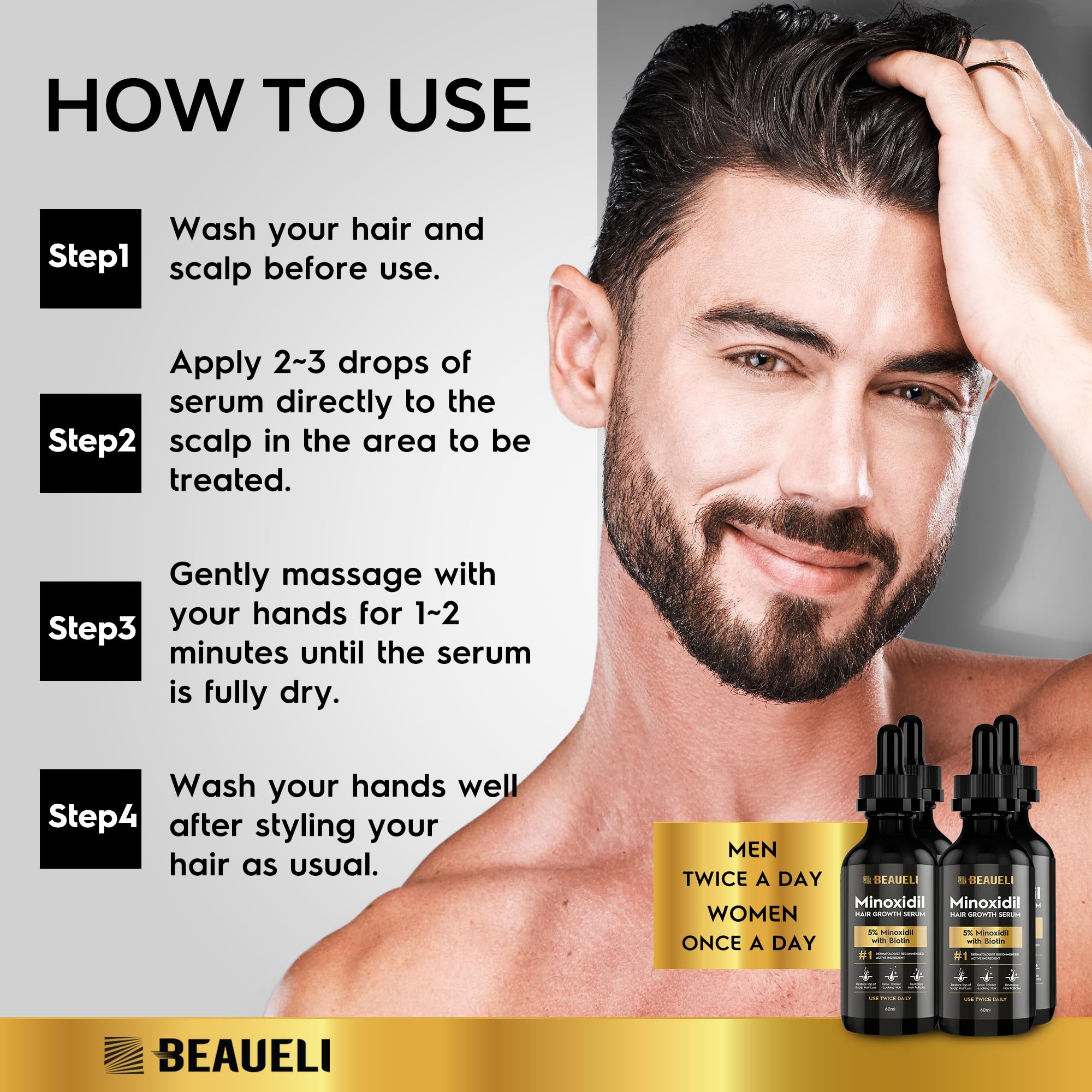 Beaueli lightweight non-greasy formula absorbs quickly on skin.
