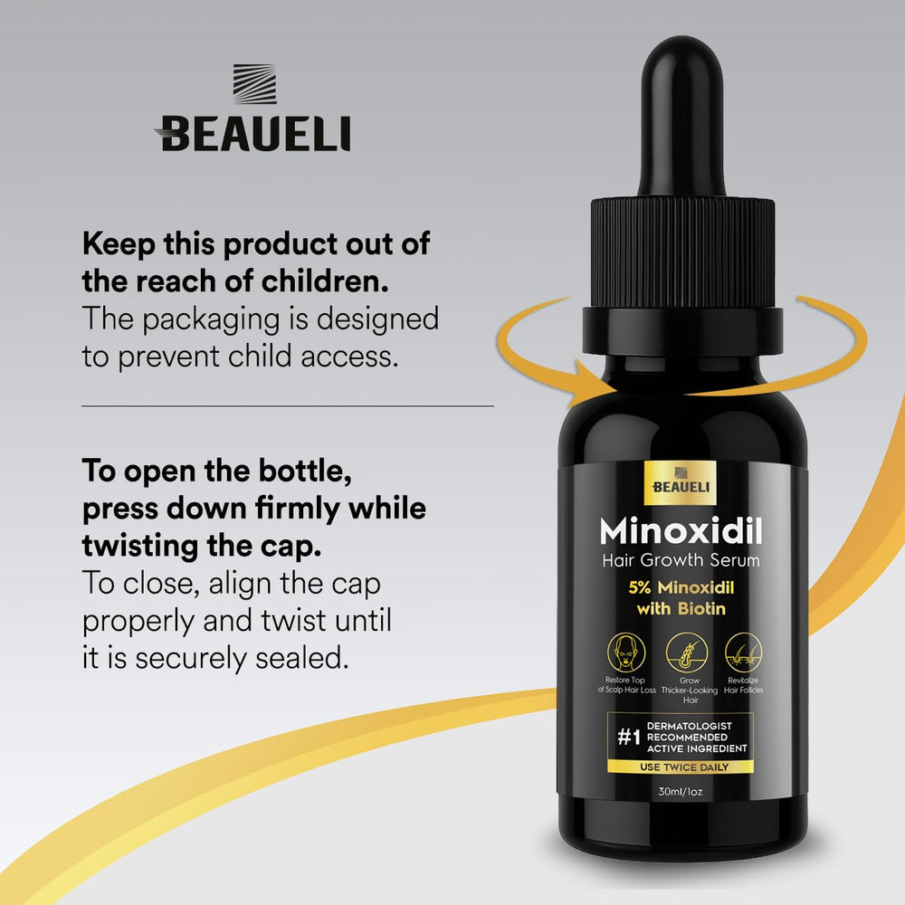 Beaueli minoxidil 5% foam dispense nozzle for precise dosing.