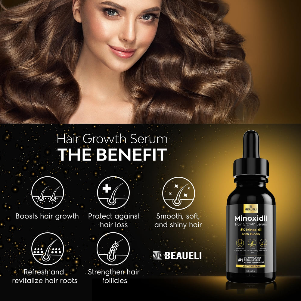 Beaueli Minoxidil para barba, crecimiento visible con uso constante.