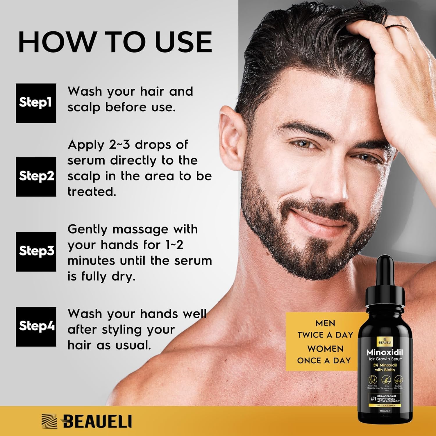 Beaueli Scalp density visual showing potential thicker hair.