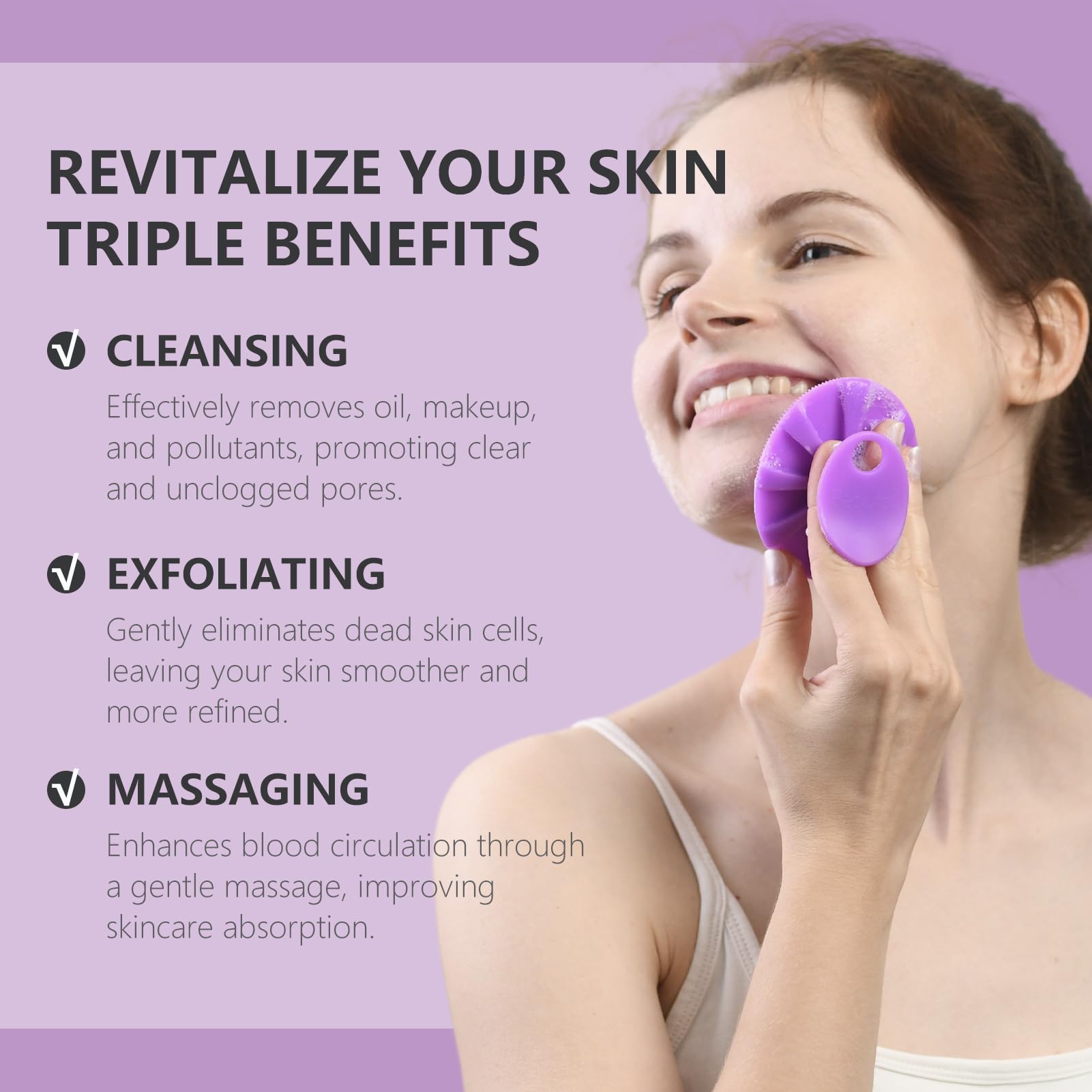 BEAUTAIL silicone brush with ergonomic grip for easy cleansing
