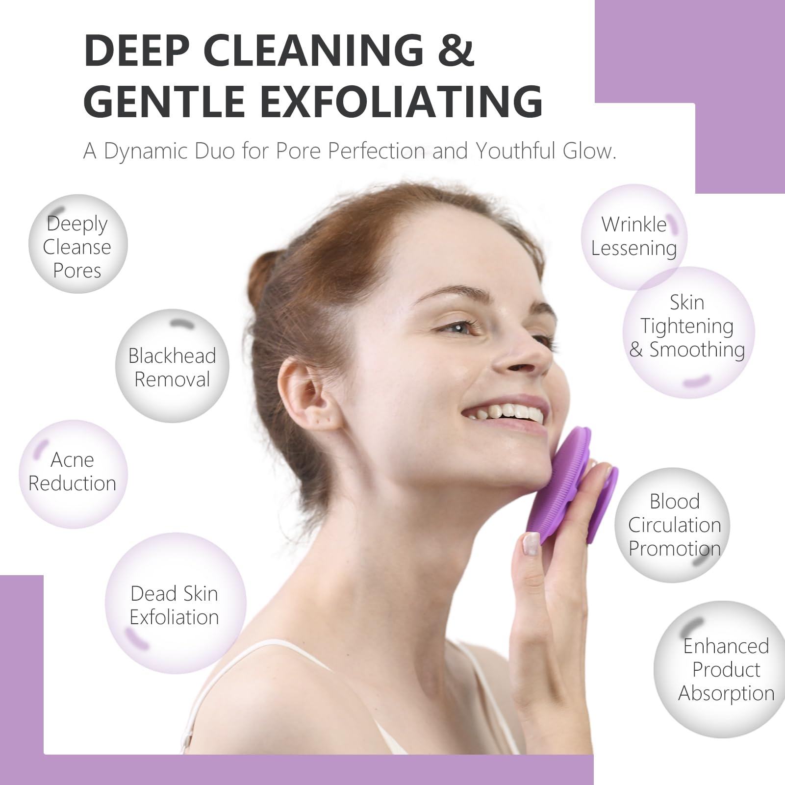 Soft silicone texture provides gentle exfoliation without irritation