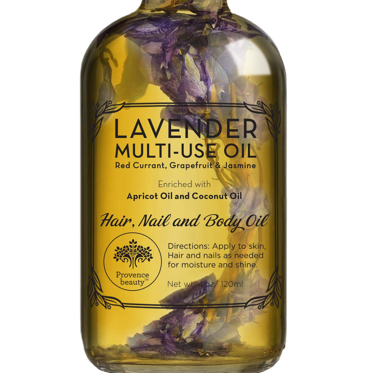 BEAUTE DE PROVENCE Aceite lavanda multiuso, botella elegante para piel y cabello.