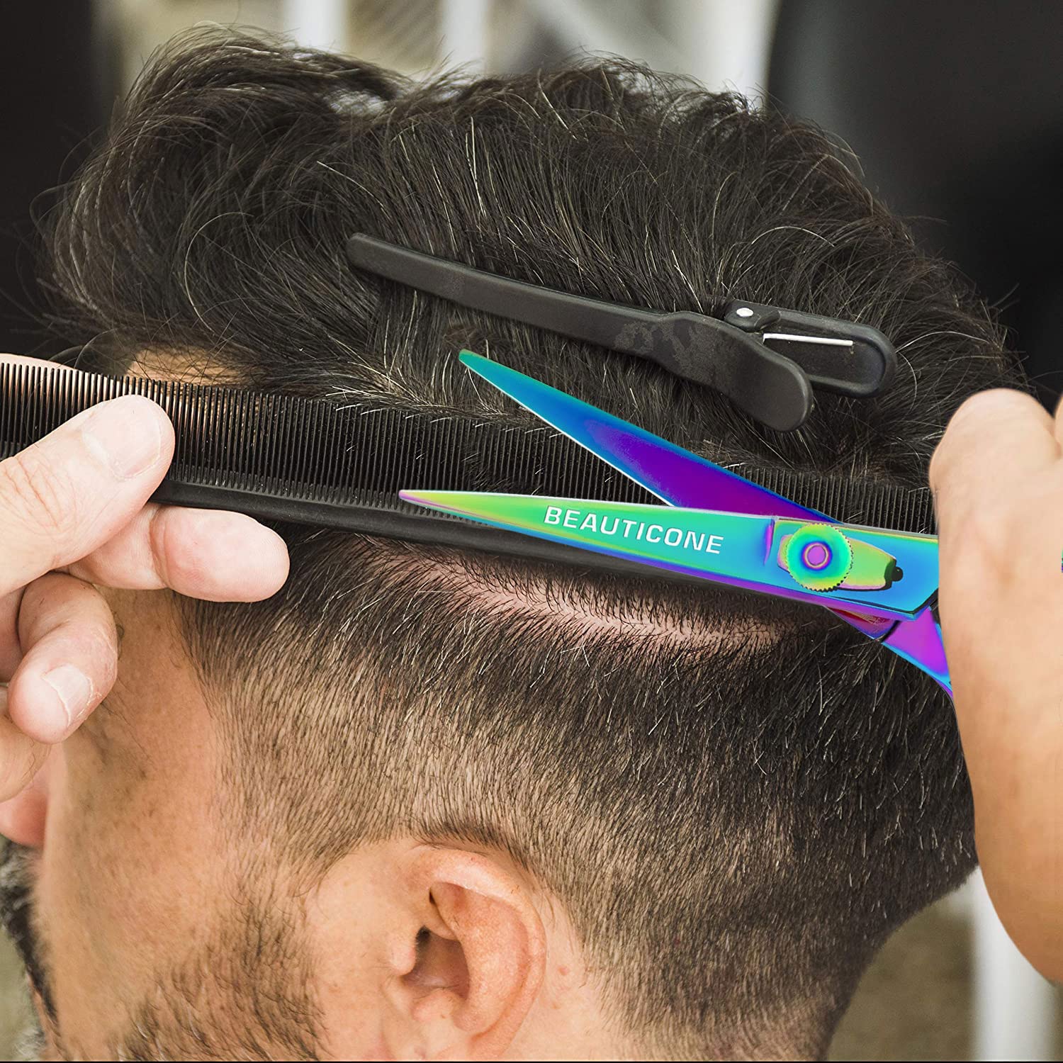 Beauticone hair cutting scissors featuring adjustable screw for tension control