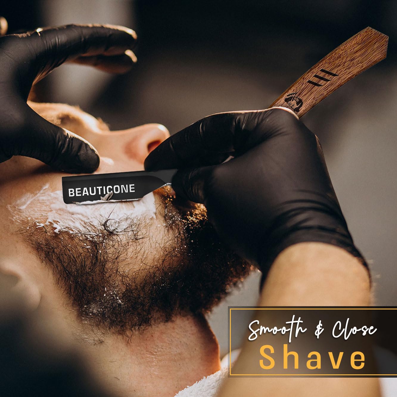 Beauticone straight razor ergonomic grip for steady handling
