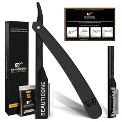 Beauticone straight razor marble black body for a precise, close shave.
