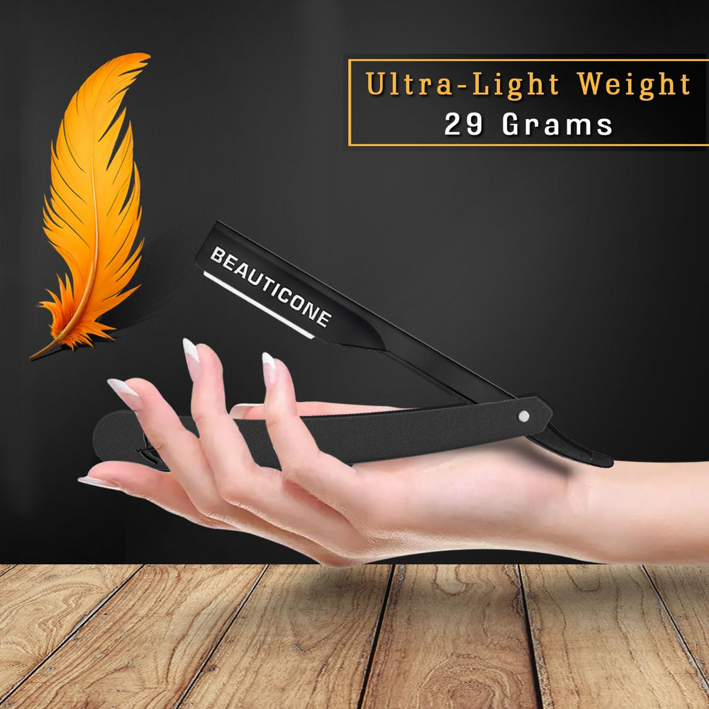 Ultra-light Beauticone razor design reduces fatigue during shaving.