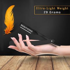 Ultra-light Beauticone razor design reduces fatigue during shaving.