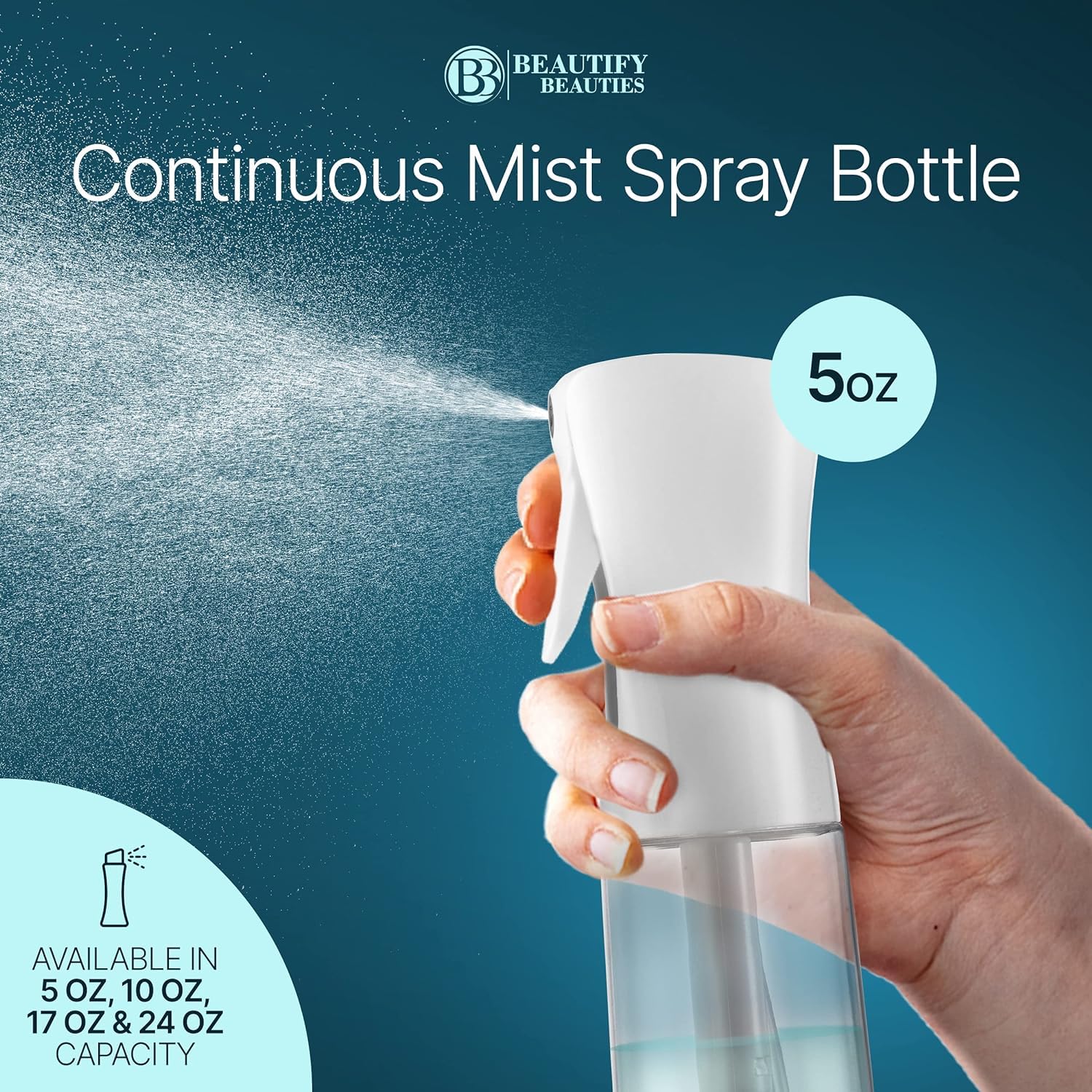 BeautifyBeauties 6.8 oz white bottle is compact for travel and daily use.