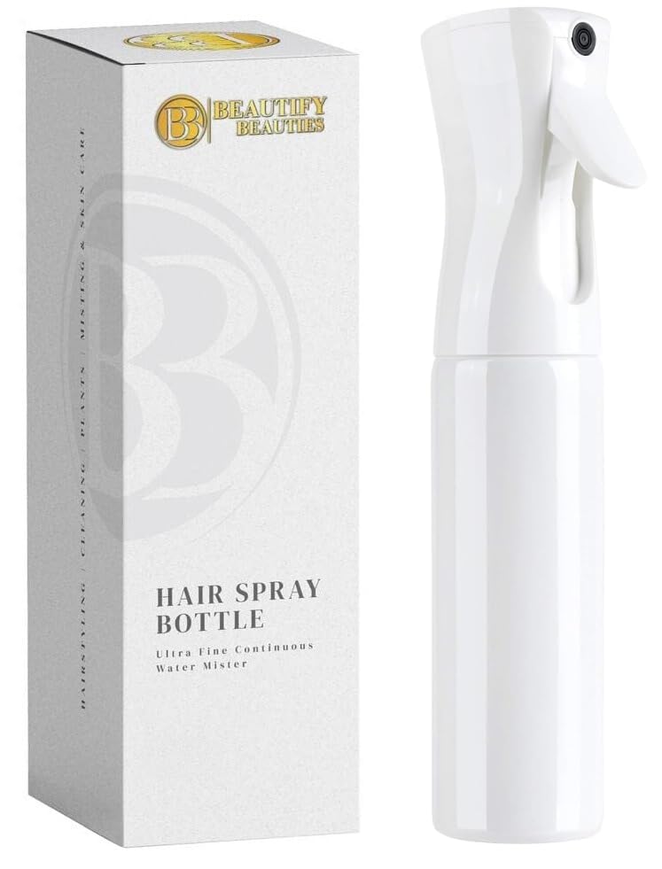 BeautifyBeauties hair spray bottle with ultra-fine mist for precise hairstyling and quick touch-ups.
