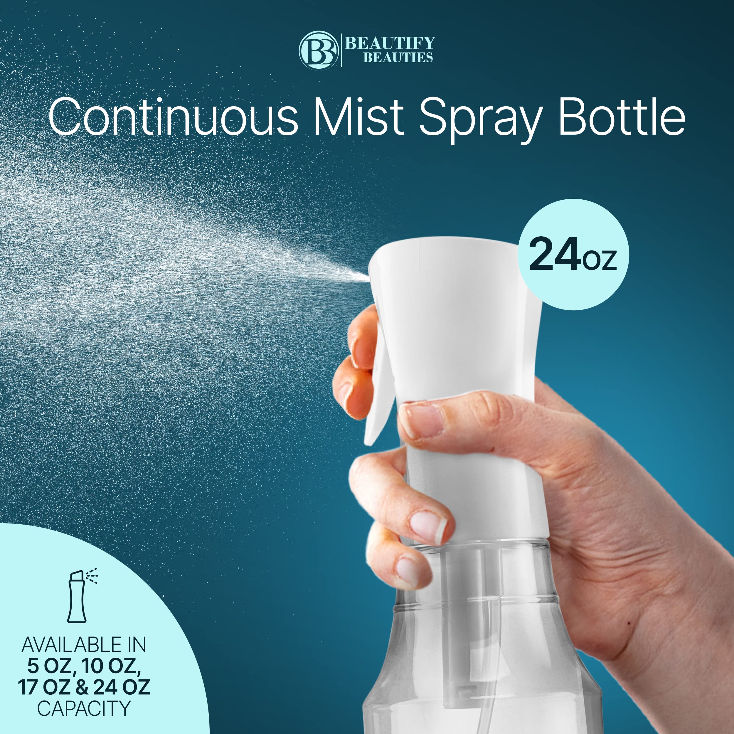 BeautifyBeauties 24oz continuous mist spray bottle for versatile everyday use.