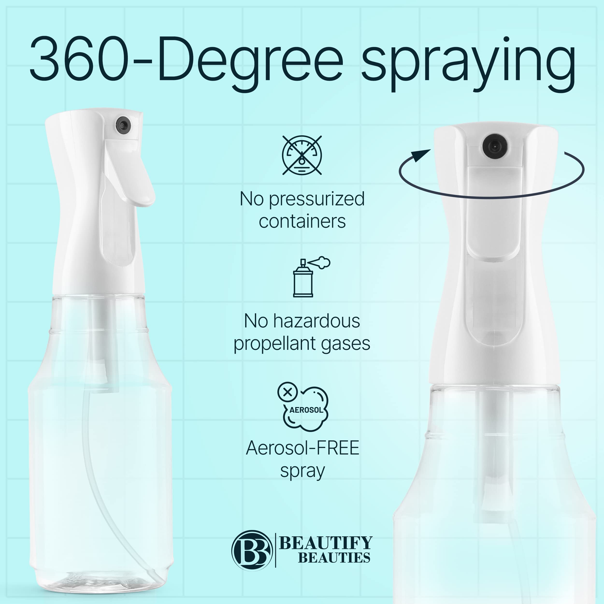 BeautifyBeauties essential oil spray bottle for aromatherapy mist applications.