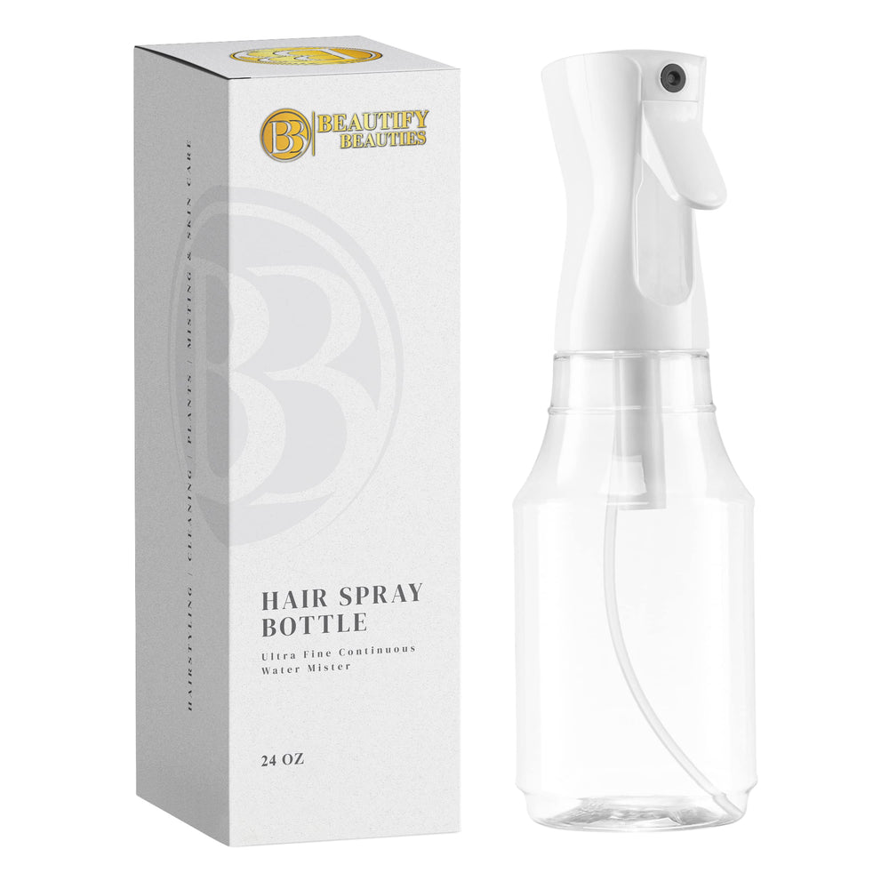 BeautifyBeauties spray bottle hair mist for even styling and precise application.