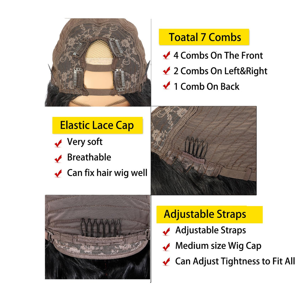 Beautkol U Part Wig four-clip top ensures secure fit.