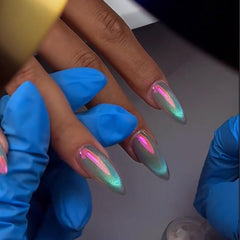 BEAUTNICE aurora holographic pigment adds shifting color on UV gel nails