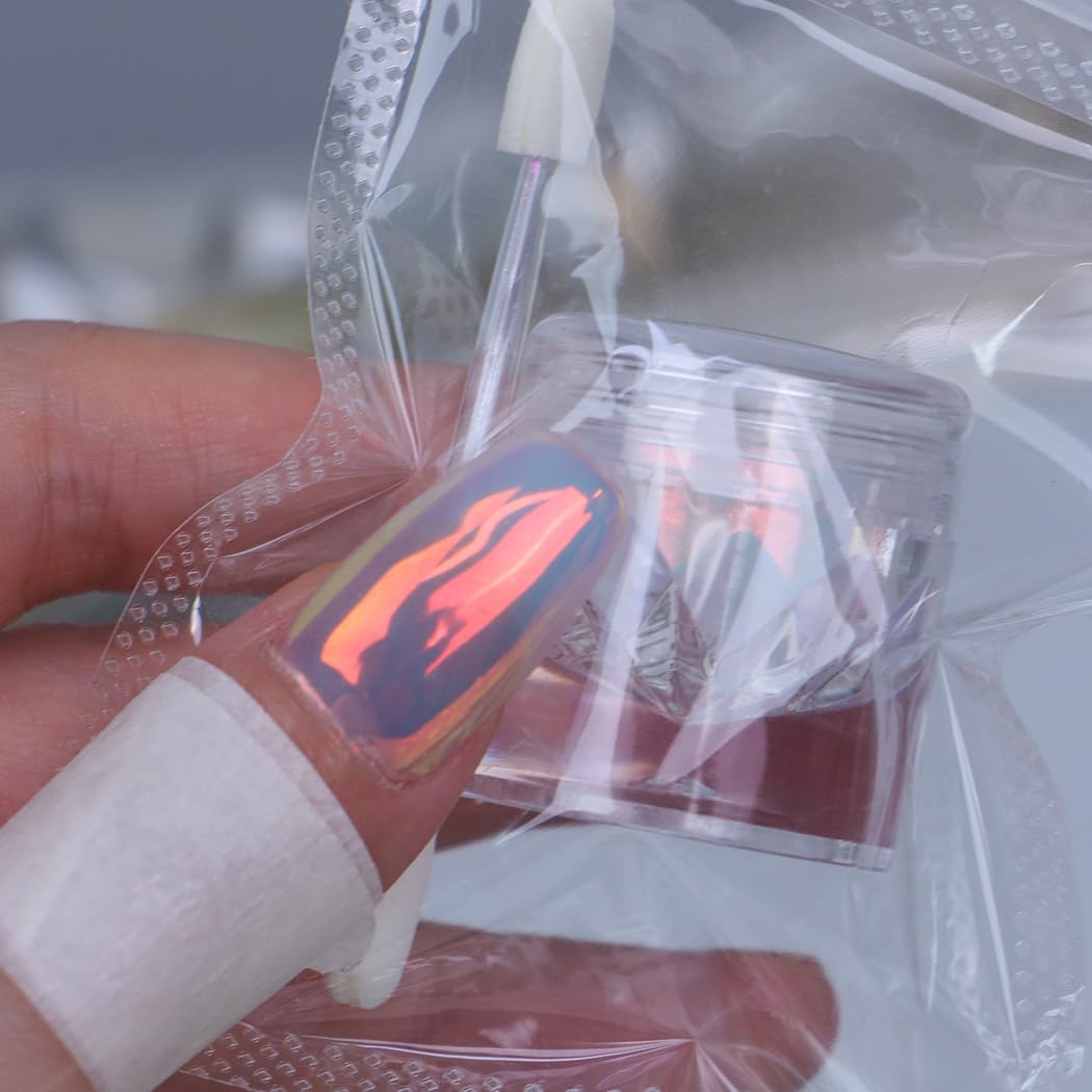 BEAUTNICE Chrome Nail Powder mirror finish on UV gel nails for a reflective look