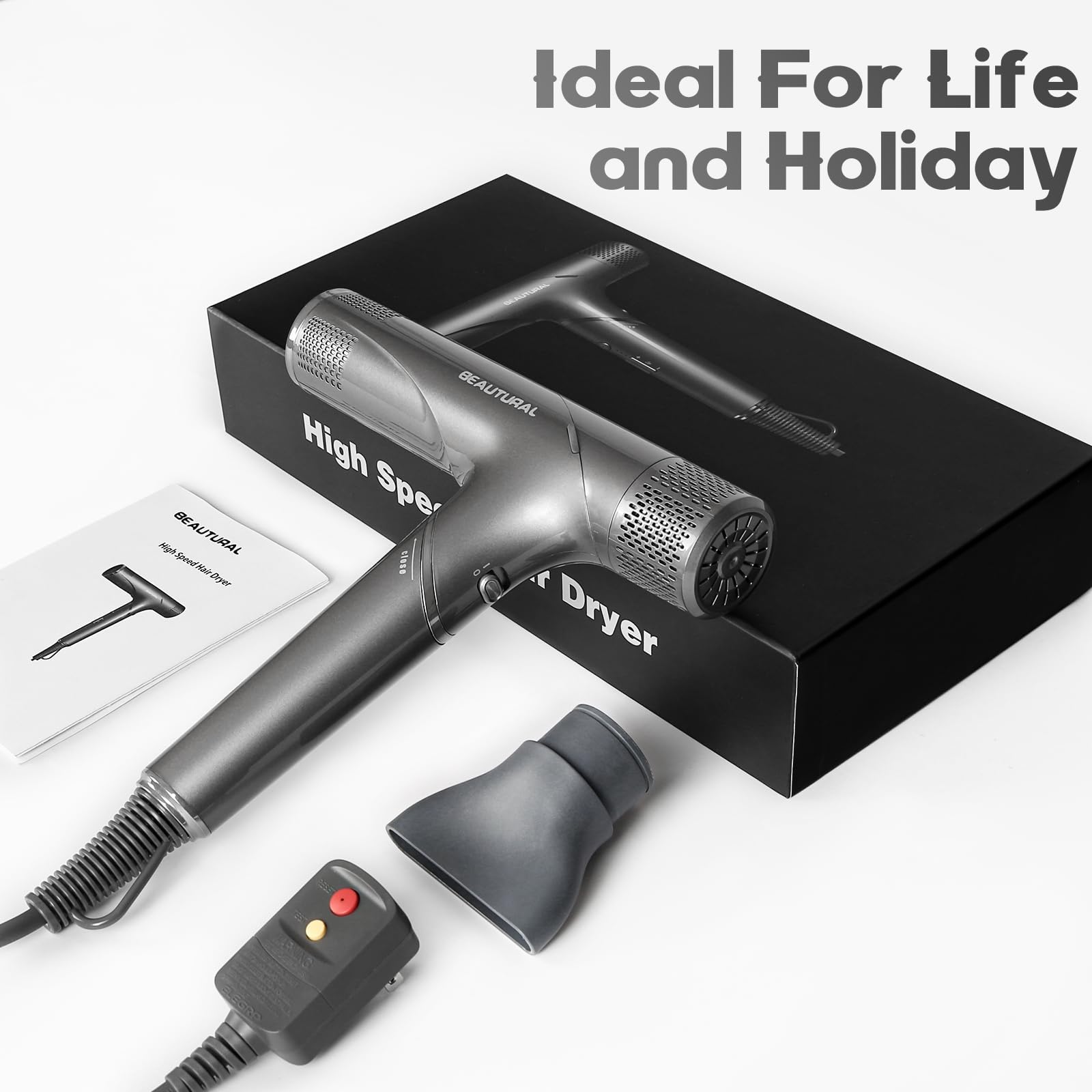 BEAUTURAL Hair Dryer 3 Temps 3 Speeds enables flexible styling.