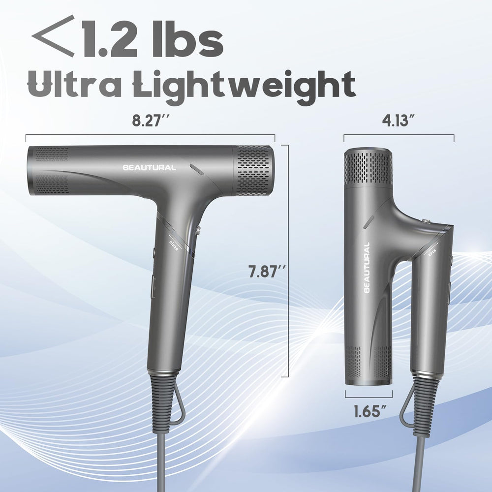 BEAUTURAL Hair Dryer Ionic Technology reduces frizz and adds shine.