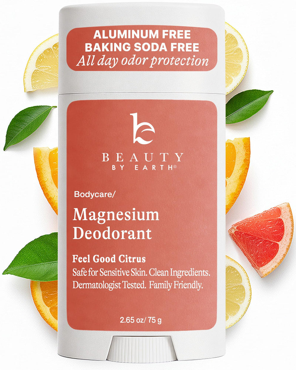 Beauty by Earth aluminum-free deodorant packaging, showcasing USA-made clean formula.