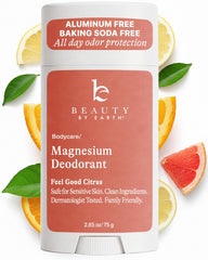 Beauty by Earth aluminum-free deodorant packaging, showcasing USA-made clean formula.