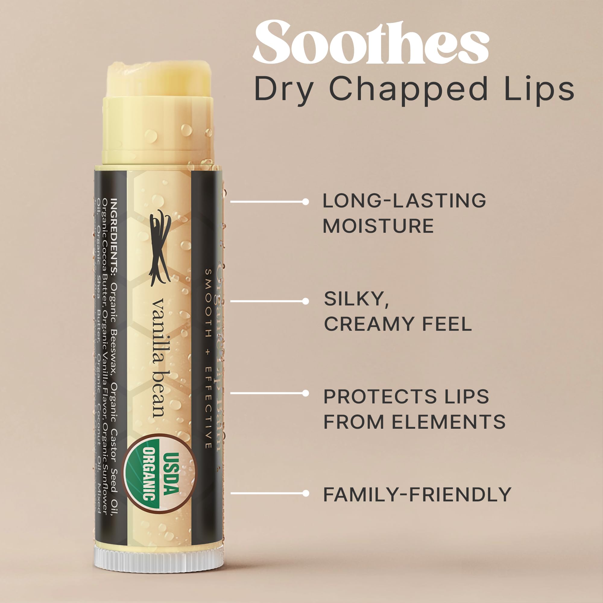 Bálsamo de cera de abejas Beauty by Earth, protección natural para labios.