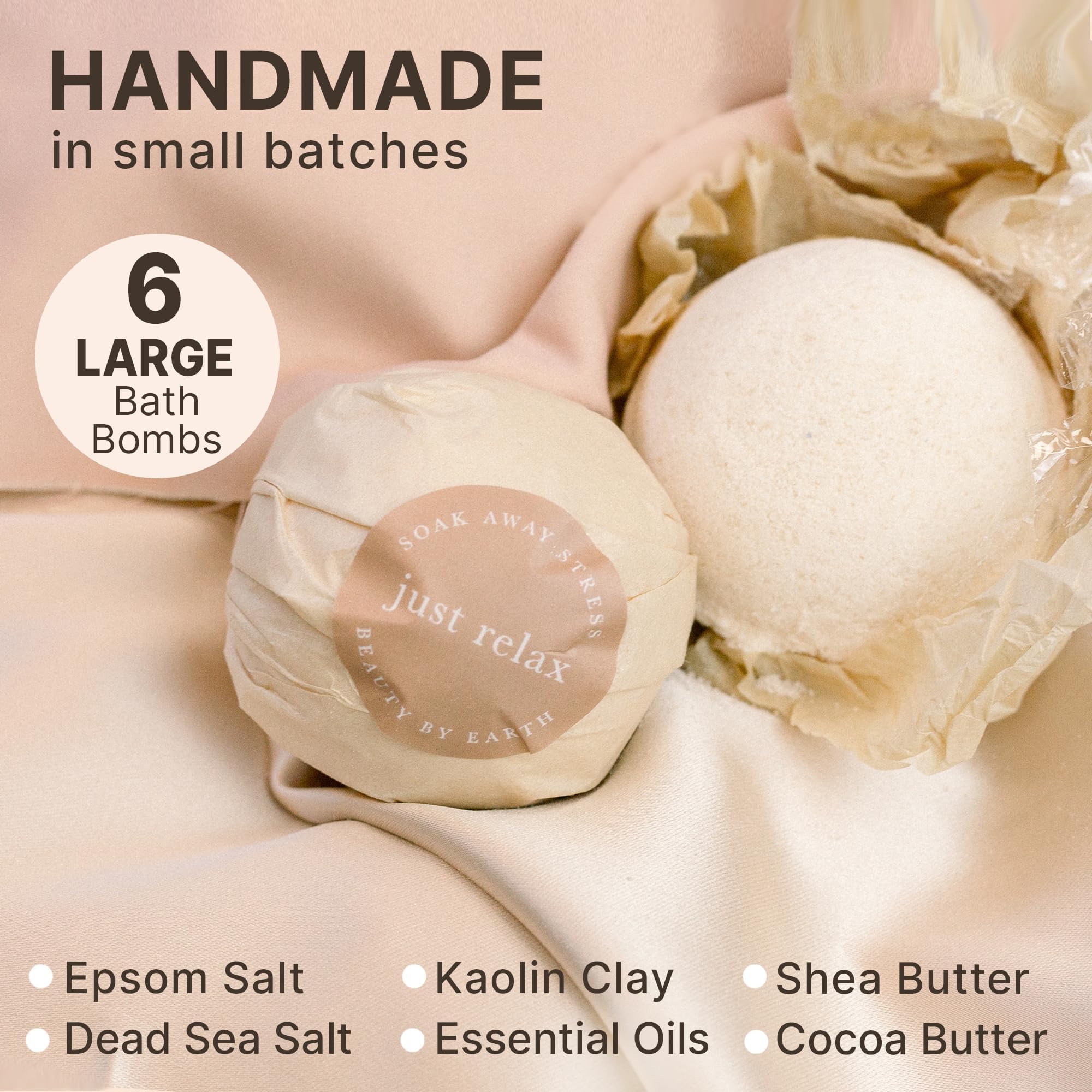Beauty by Earth bath bombs fragrance-free formula for gentle baths.