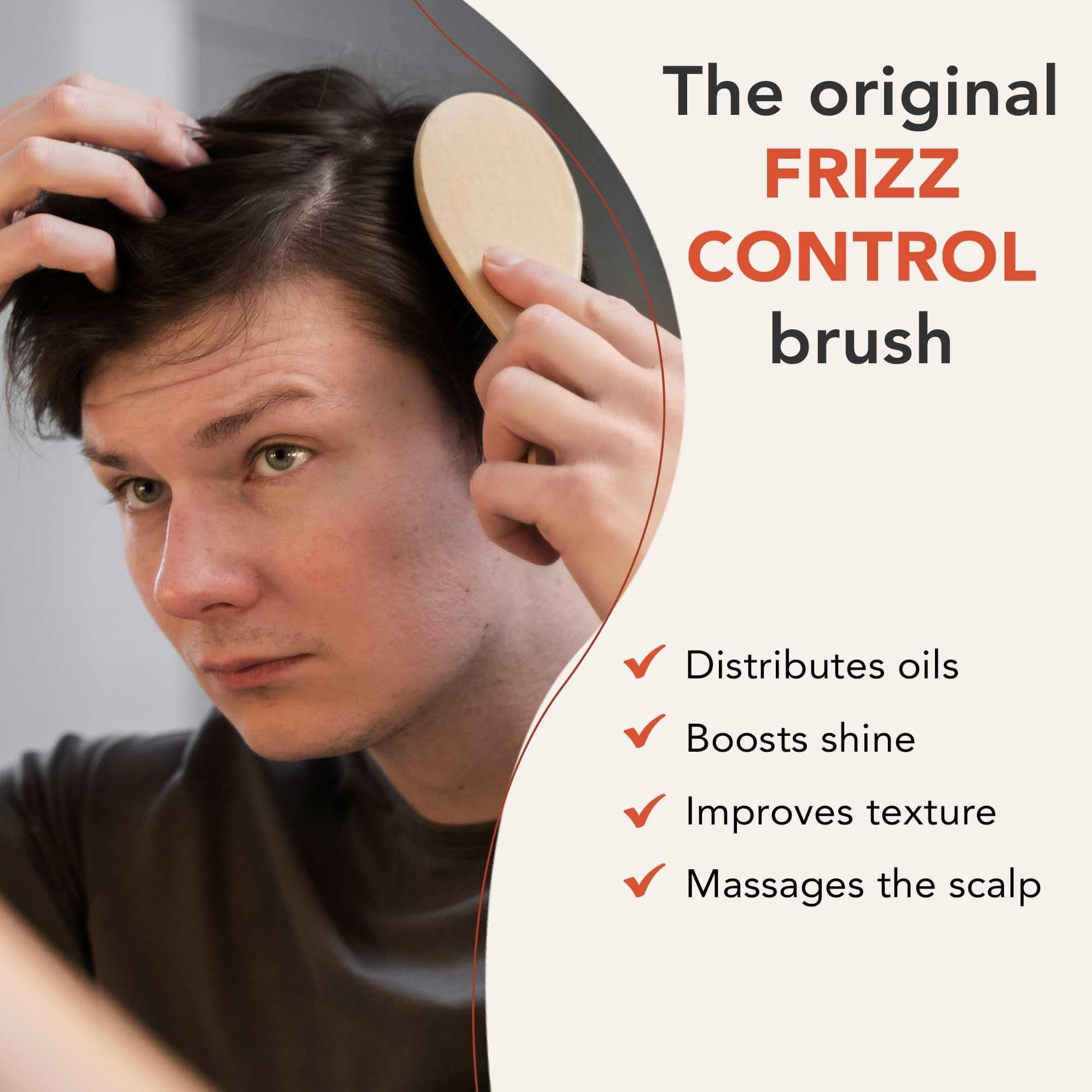 Beauty by Earth boar-bristle brush reduces frizz and static for lasting smoothness